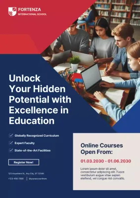 Blue and Red Modern Education School Promotion Poster
