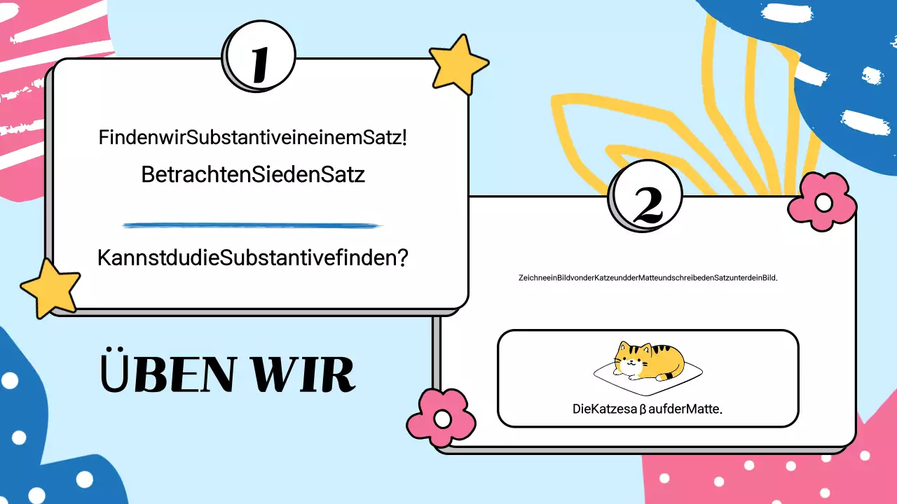 Bunte, illustrative Präsentation von Unterrichtsmaterialien