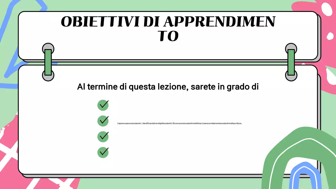 Presentazione del materiale di classe illustrativo e colorato