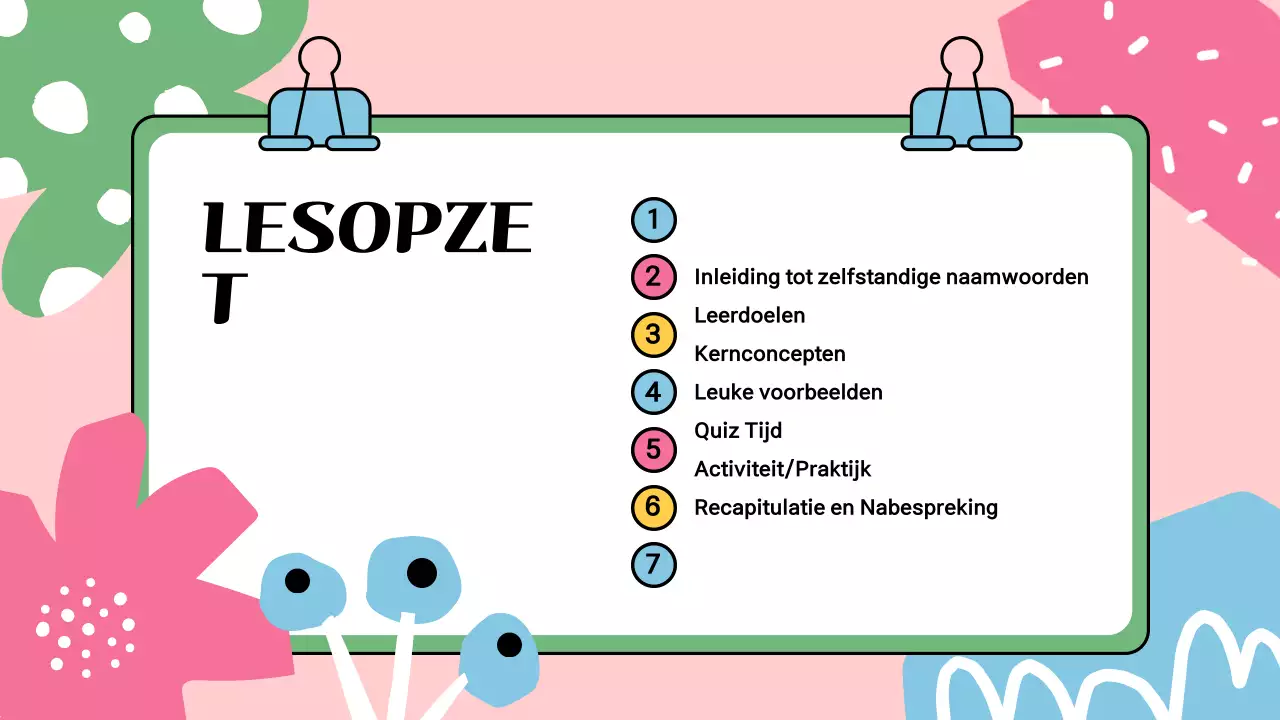 Kleurrijke illustratieve presentatie van lesmateriaal