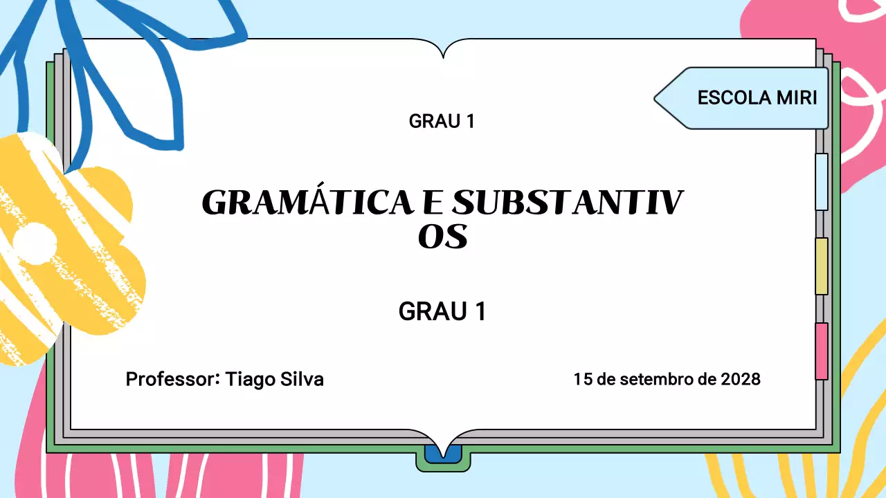 Apresentação colorida e ilustrativa de materiais de aula