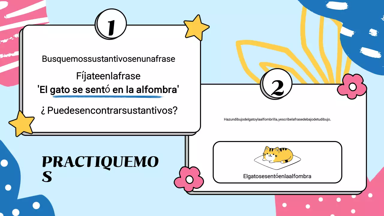 Presentación de materiales de clase con ilustraciones en color