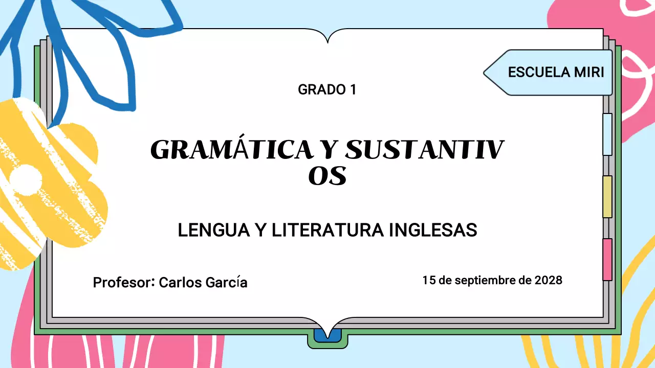 Presentación de materiales de clase con ilustraciones en color