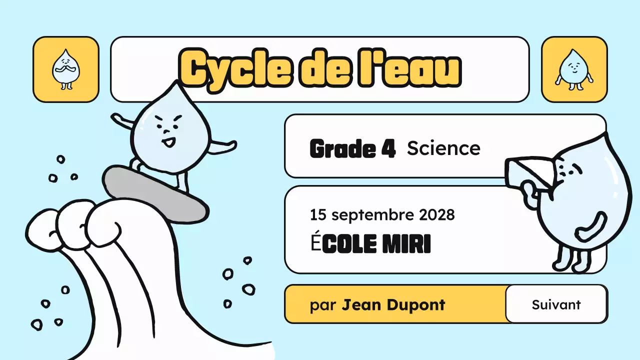 Bleu Jaune classe matériaux science dessin animé eau illustration