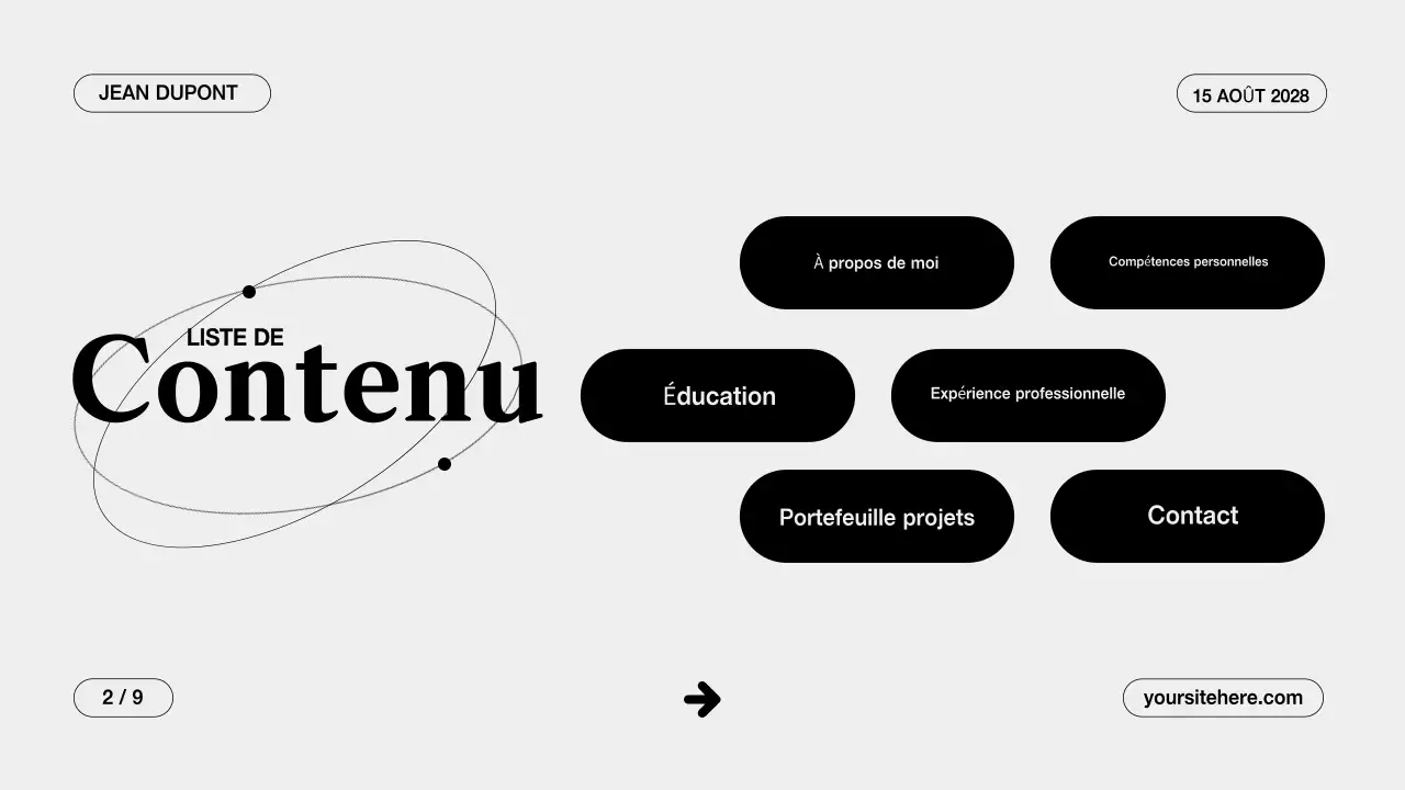 Présentation d'un portfolio créatif gris et propre