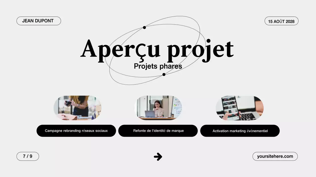 Présentation d'un portfolio créatif gris et propre