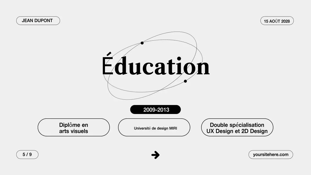 Présentation d'un portfolio créatif gris et propre