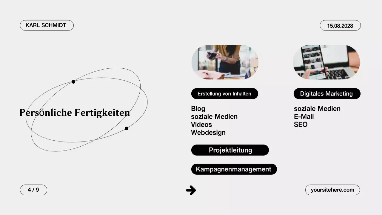 Graue saubere kreative Portfolio-Präsentation