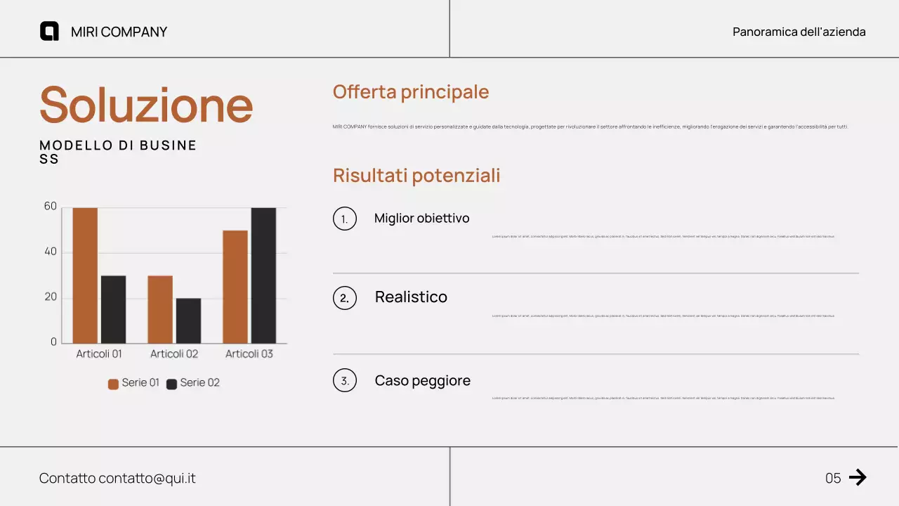 Proposta di un moderno pitch deck aziendale di colore marrone