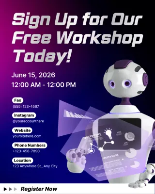 purple futuristic workshop invitation