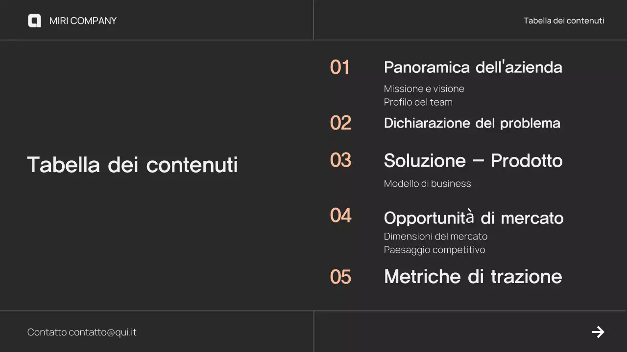 Proposta di un moderno pitch deck aziendale di colore marrone