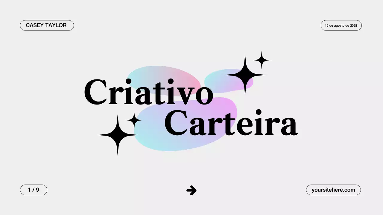 Apresentação de portefólio criativo limpo e cinzento