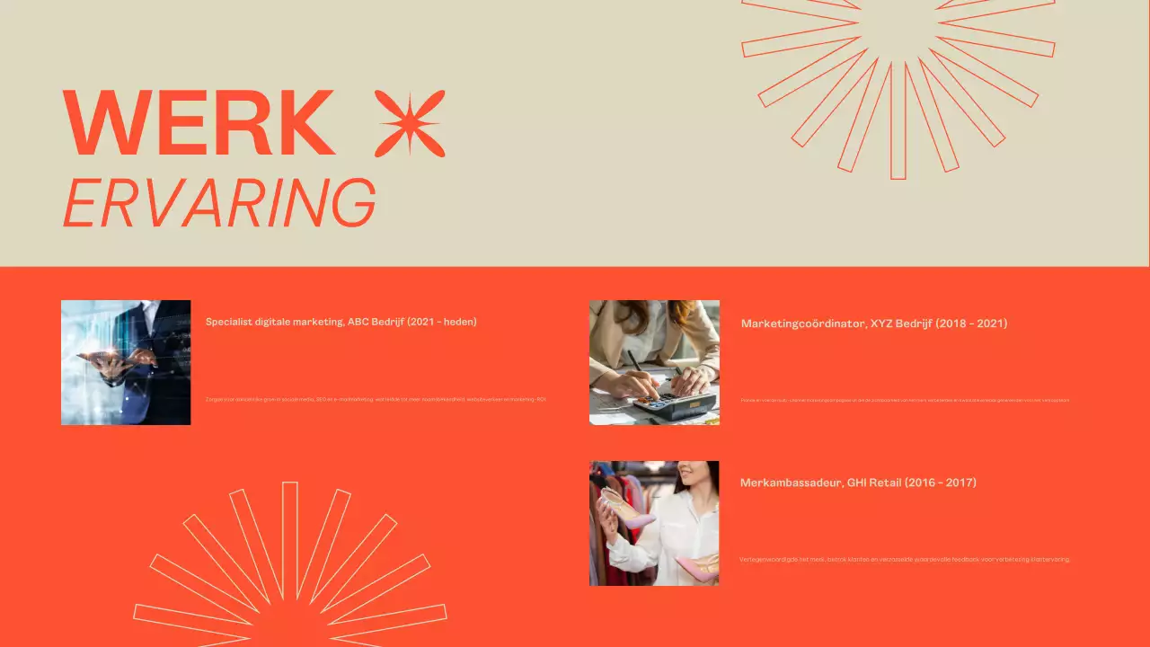 Beige Oranje Moderne Portfolio Presentatie