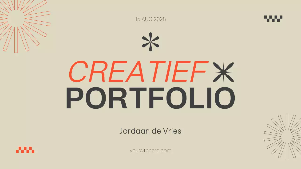 Beige Oranje Moderne Portfolio Presentatie