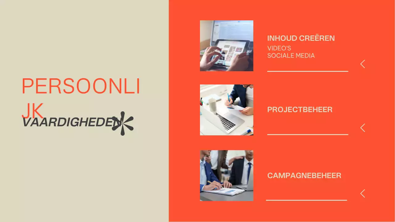 Beige Oranje Moderne Portfolio Presentatie