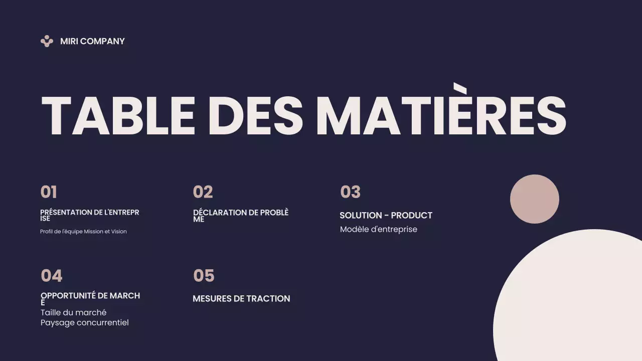 Présentation du Pitch Deck de l'entreprise moderne bleue