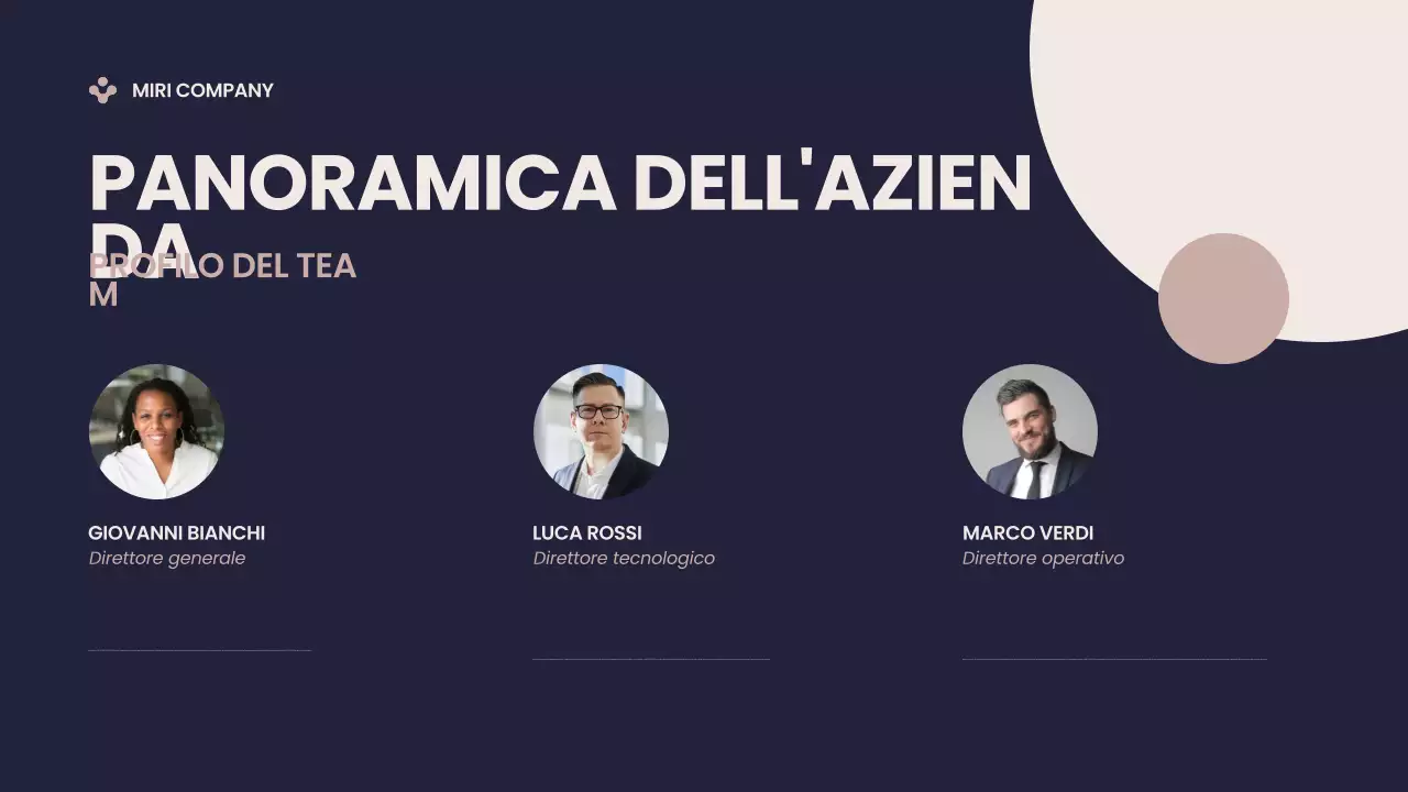 Presentazione del Pitch Deck aziendale moderno blu