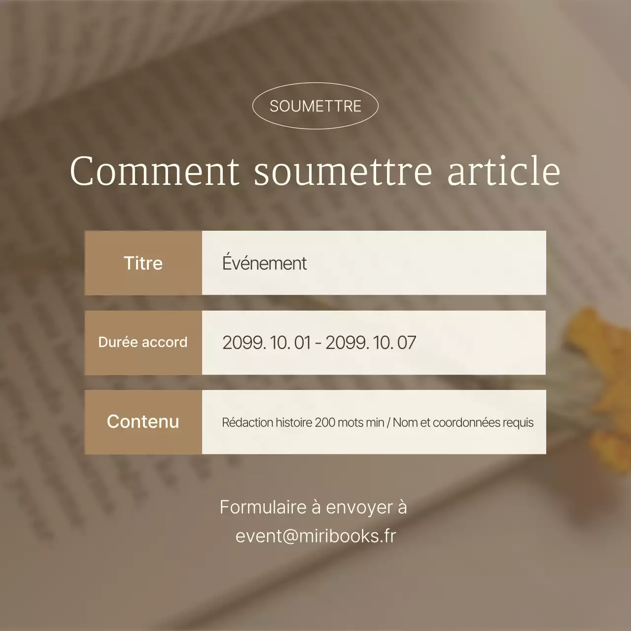 Guide des événements Beige Neat