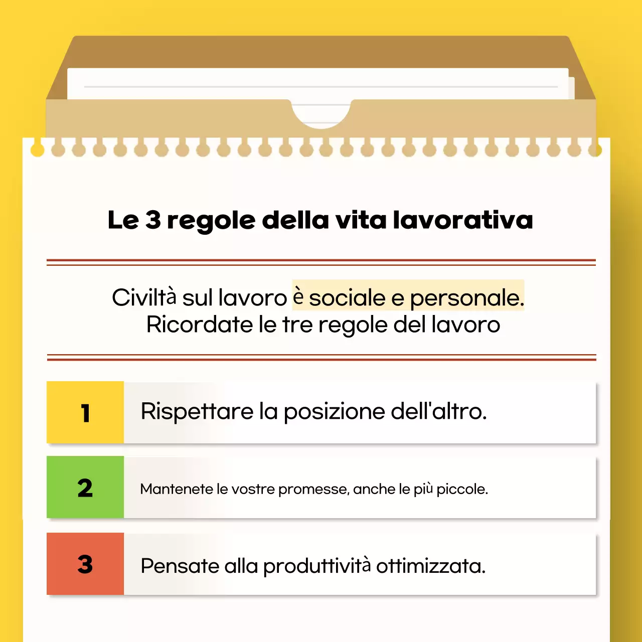 Manuale giallo di galateo semplice sul posto di lavoro per i neolaureati