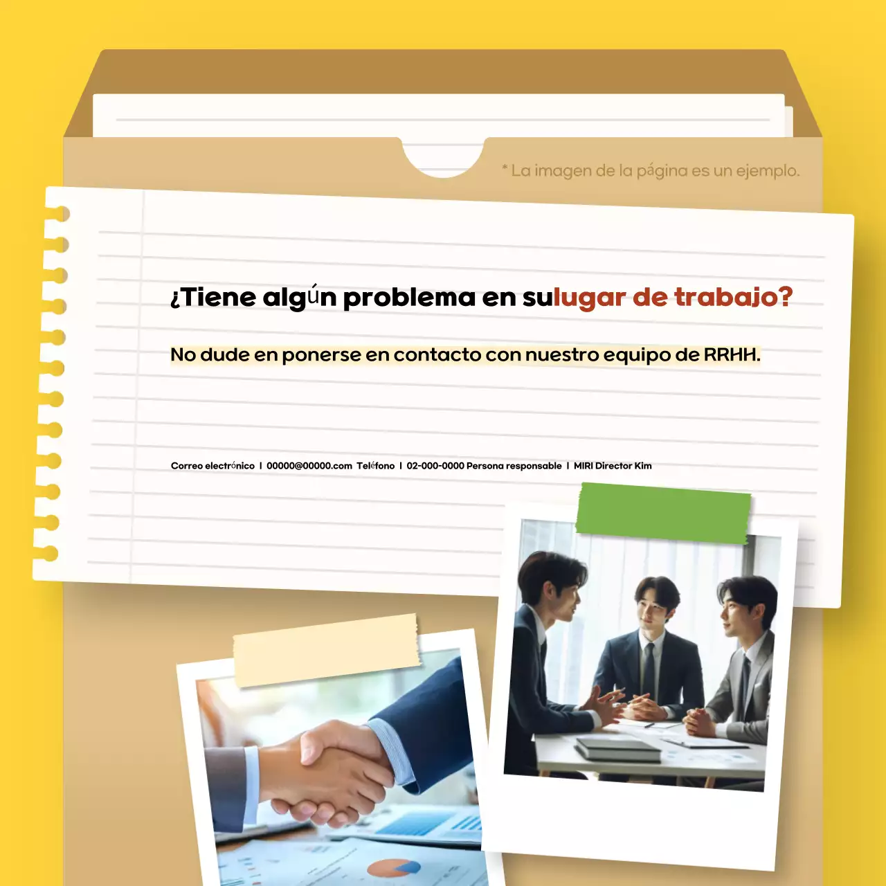 Manual amarillo de etiqueta en el trabajo para recién licenciados