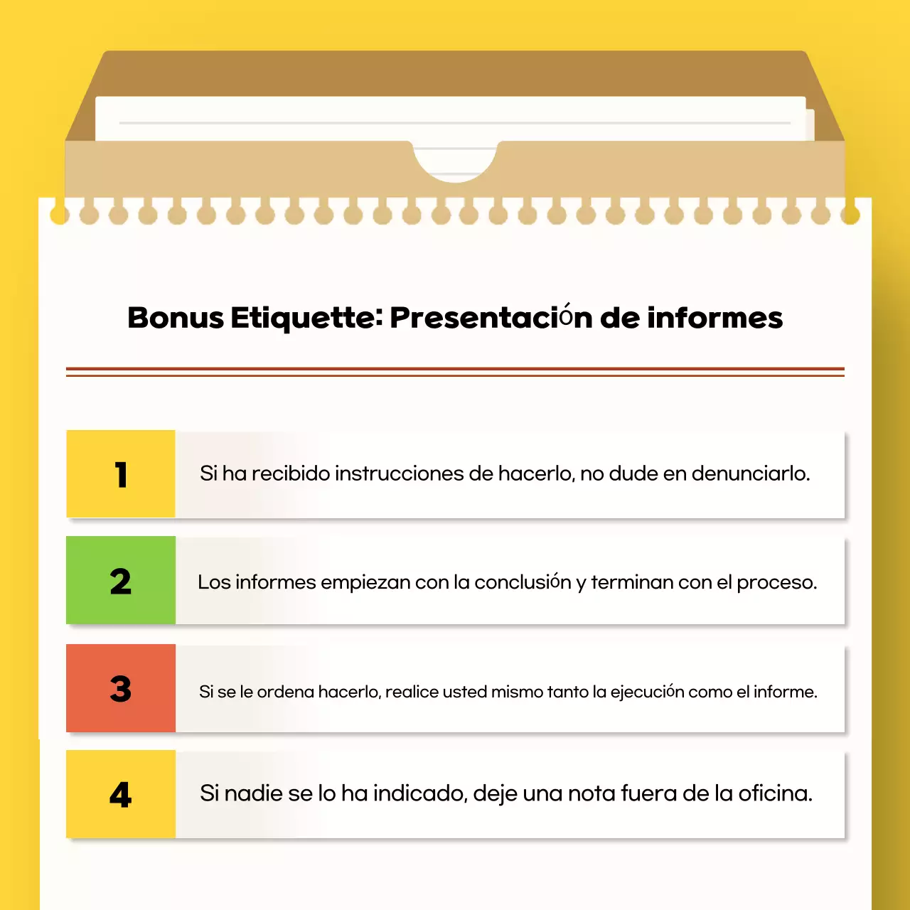 Manual amarillo de etiqueta en el trabajo para recién licenciados