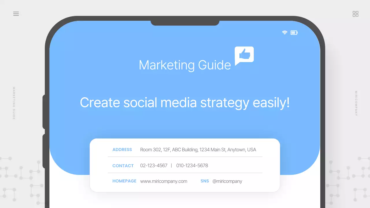 Proposta simples de marketing nas redes sociais em azul claro