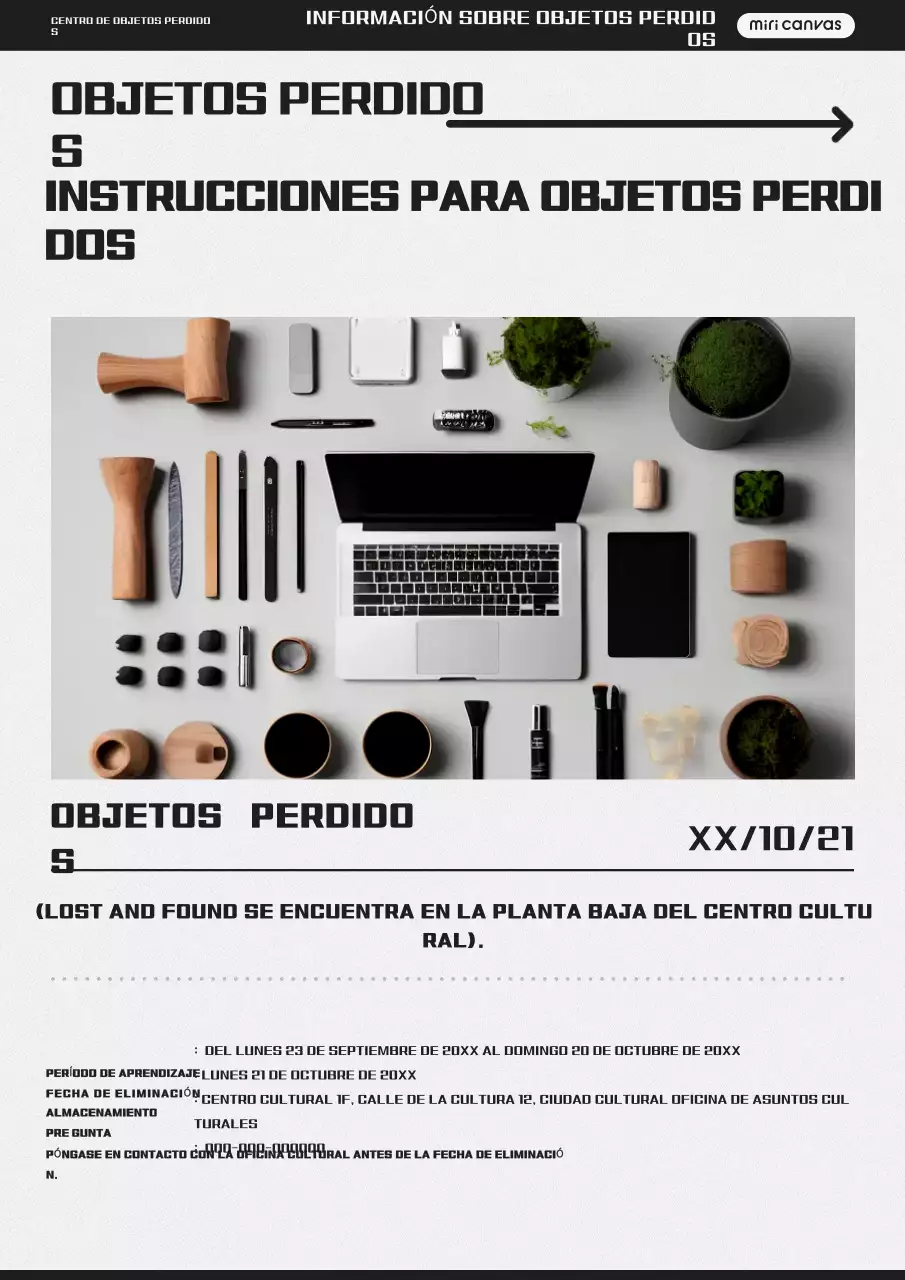 Aviso de objetos perdidos Grey Simple
