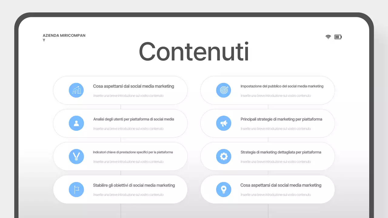 Semplice proposta di social media marketing in azzurro