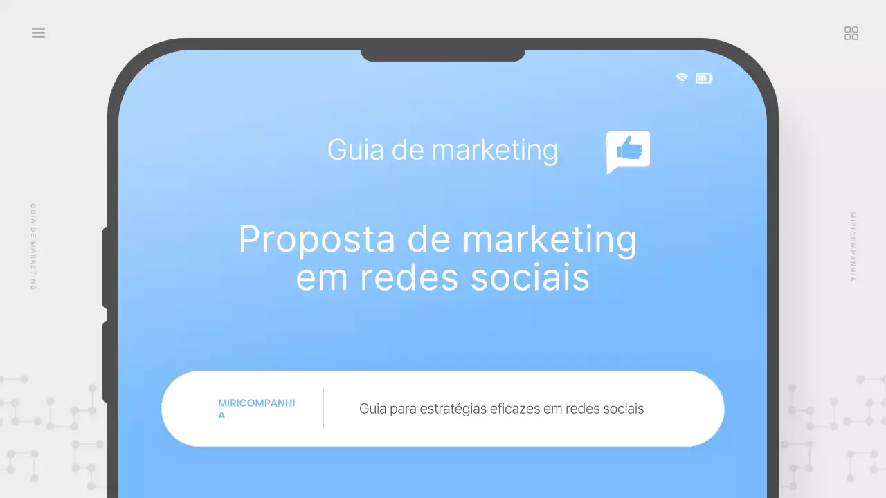 Proposta simples de marketing nas redes sociais em azul claro