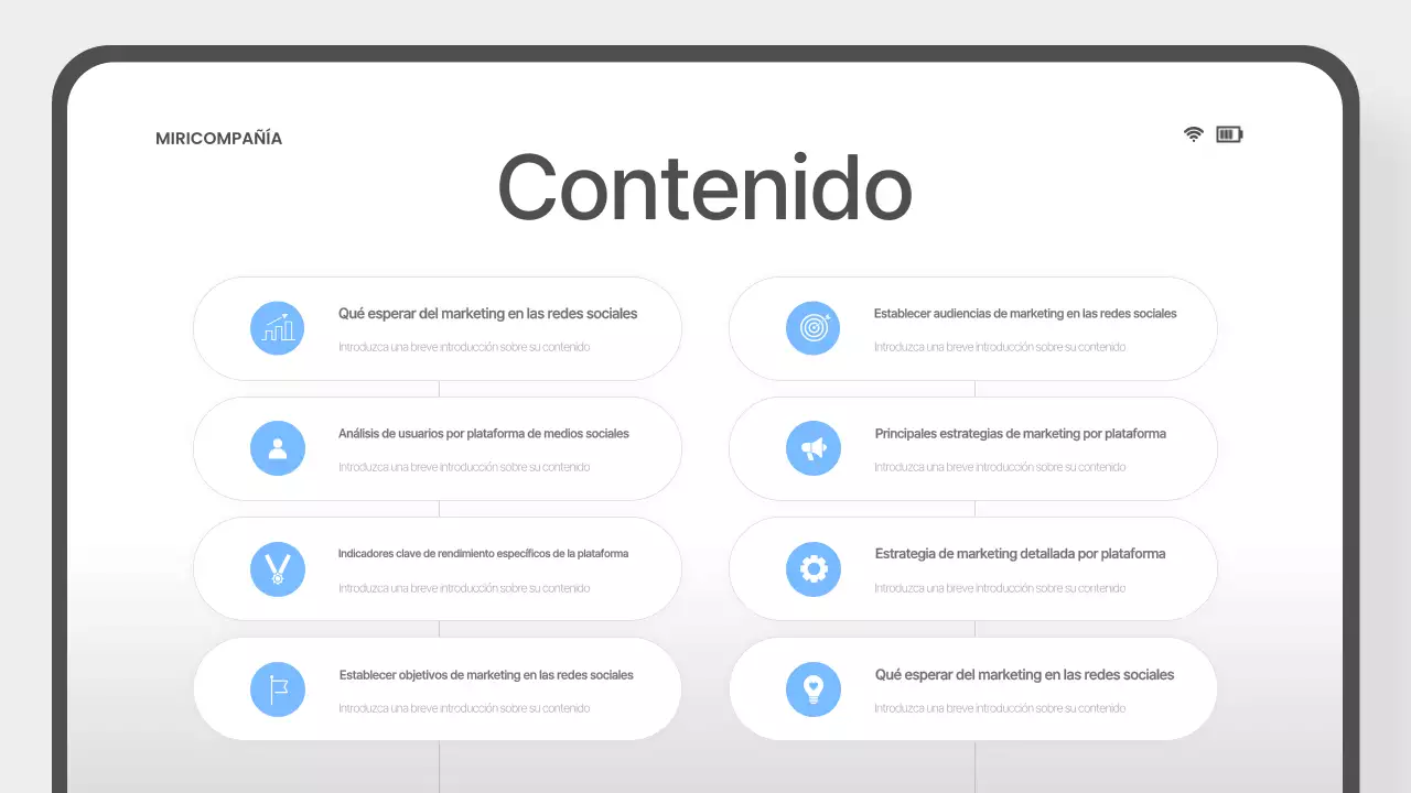 Propuesta sencilla de marketing en redes sociales en azul claro