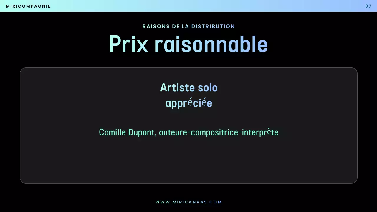 Proposition de performance moderne bleue