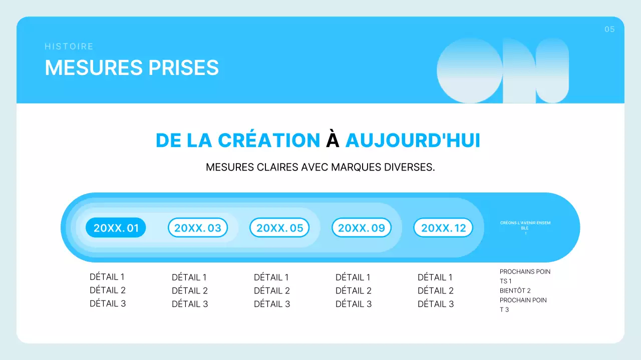 Description du profil de l'entreprise en bleu clair