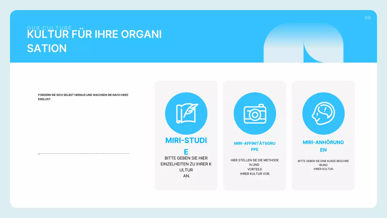 Hellblaue saubere Firmenprofilbeschreibung