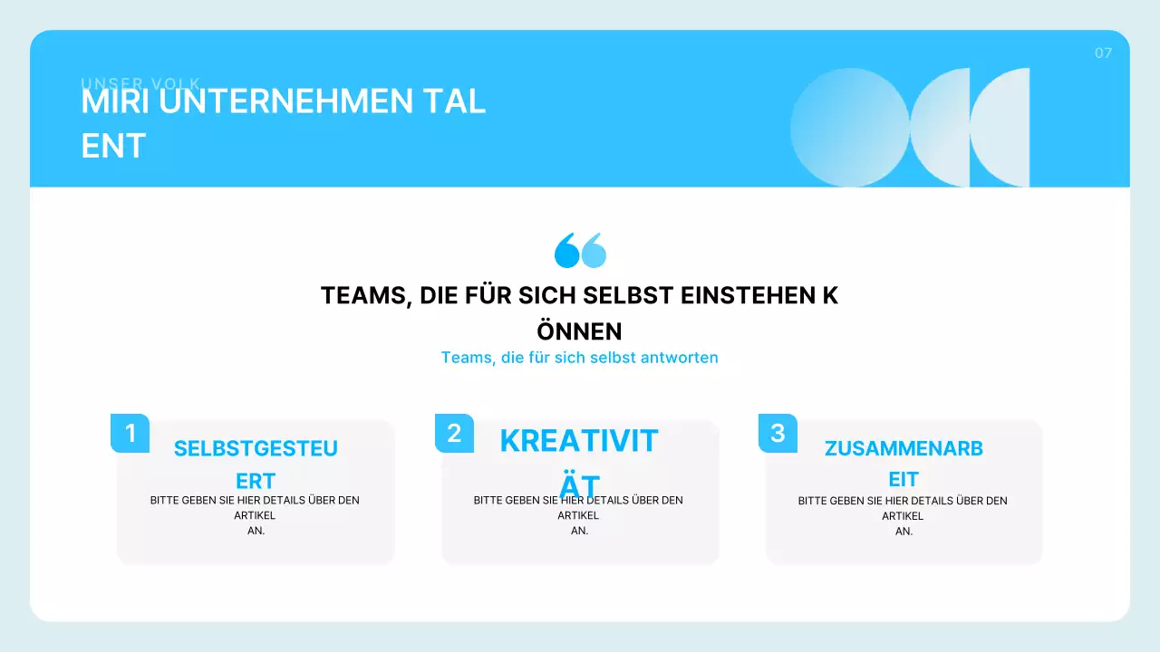 Hellblaue saubere Firmenprofilbeschreibung