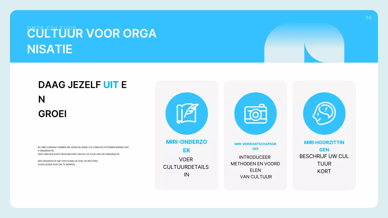 Lichtblauwe schone bedrijfsprofiel beschrijving