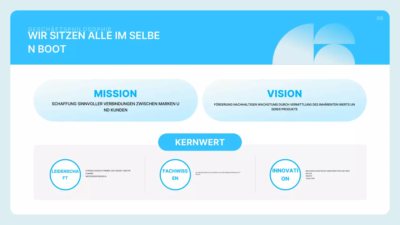 Hellblaue saubere Firmenprofilbeschreibung