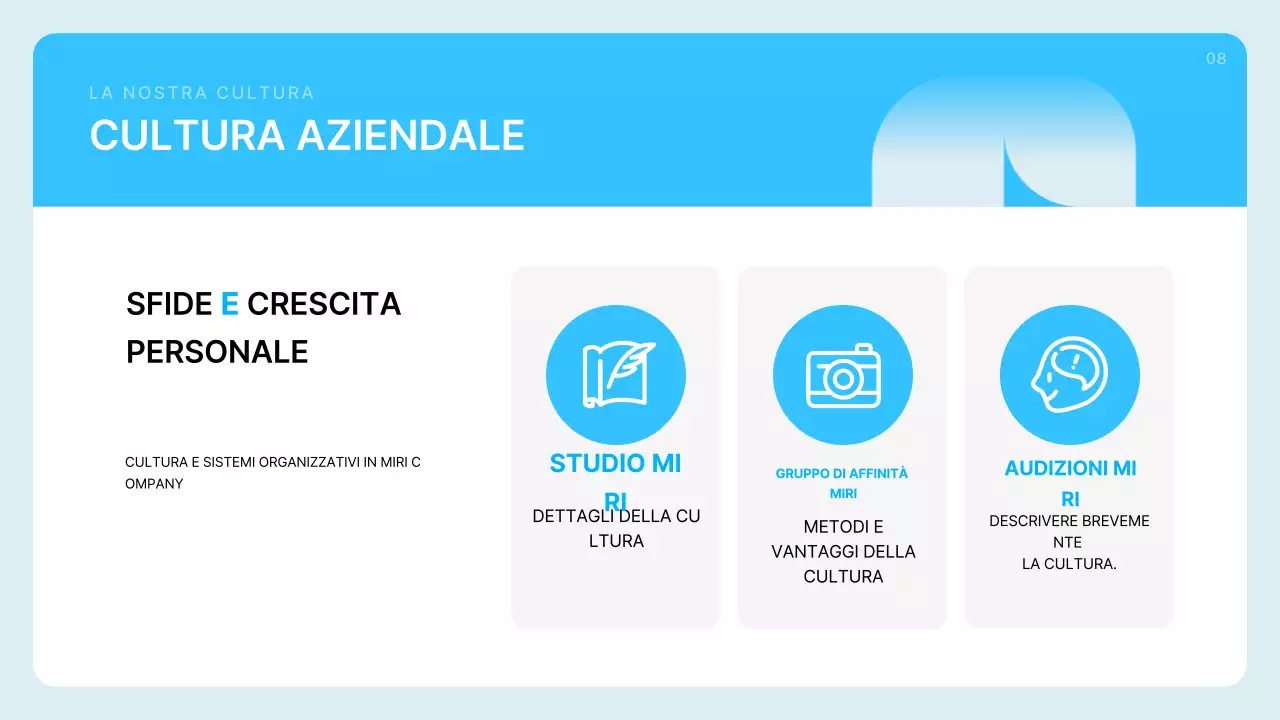 Descrizione del profilo aziendale azzurro pulito