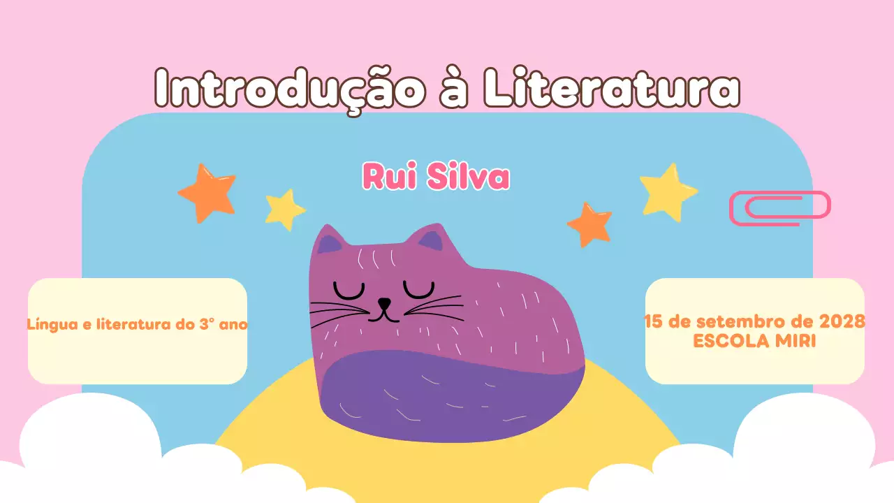 Apresentação lúdica de literatura para a escola primária