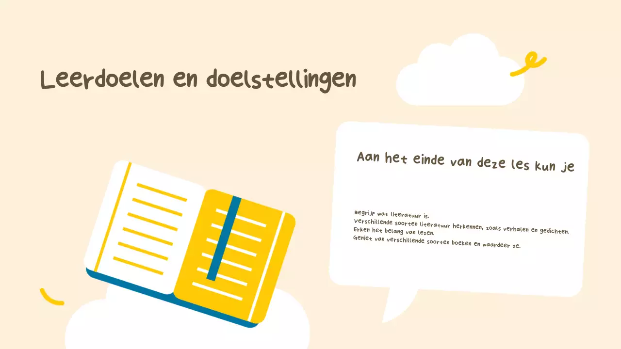 Beige Geel Eenvoudige Literatuurles Presentatie