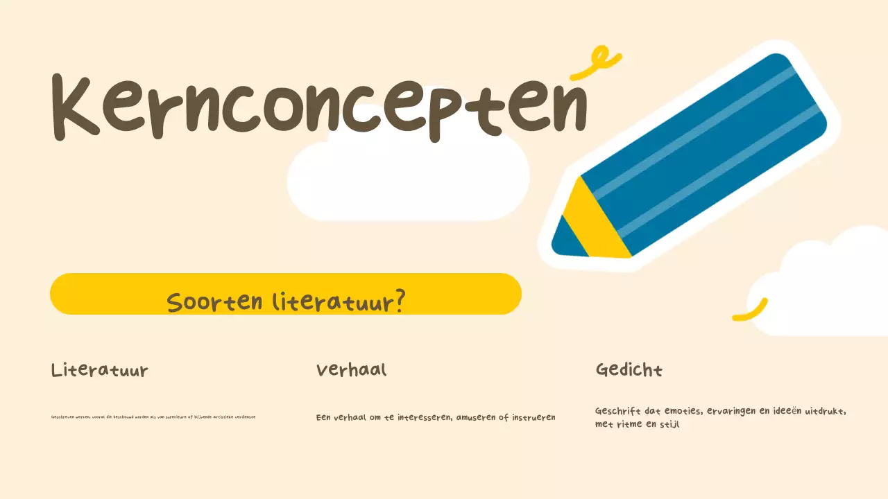 Beige Geel Eenvoudige Literatuurles Presentatie