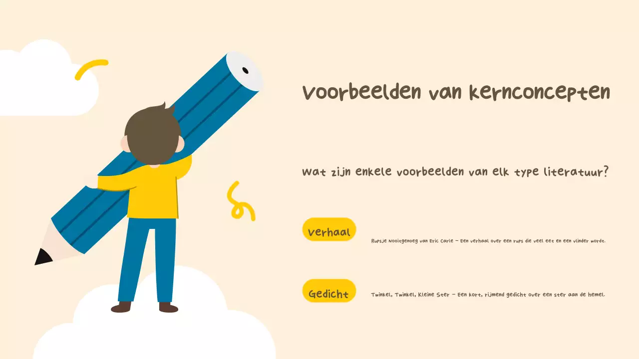 Beige Geel Eenvoudige Literatuurles Presentatie