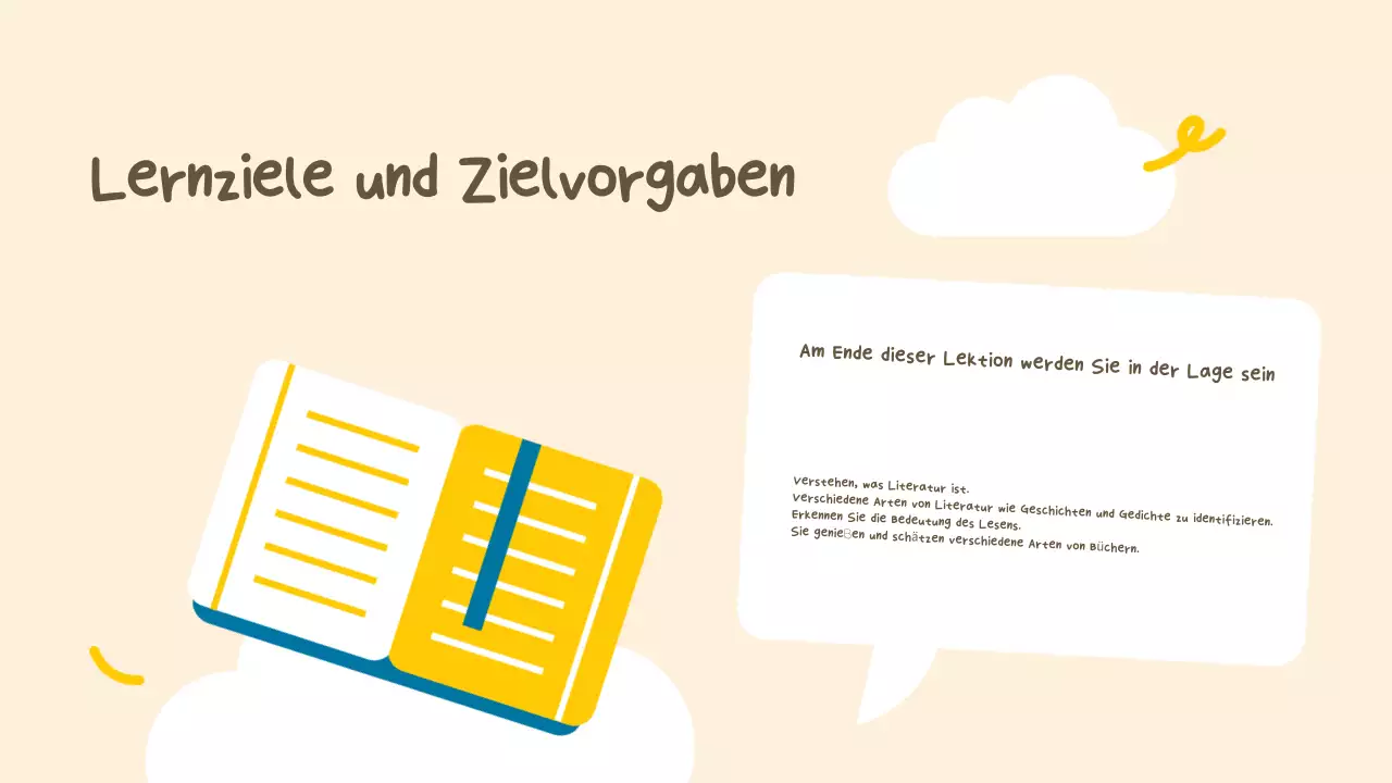 Beige Gelb Einfache Literaturklassenpräsentation