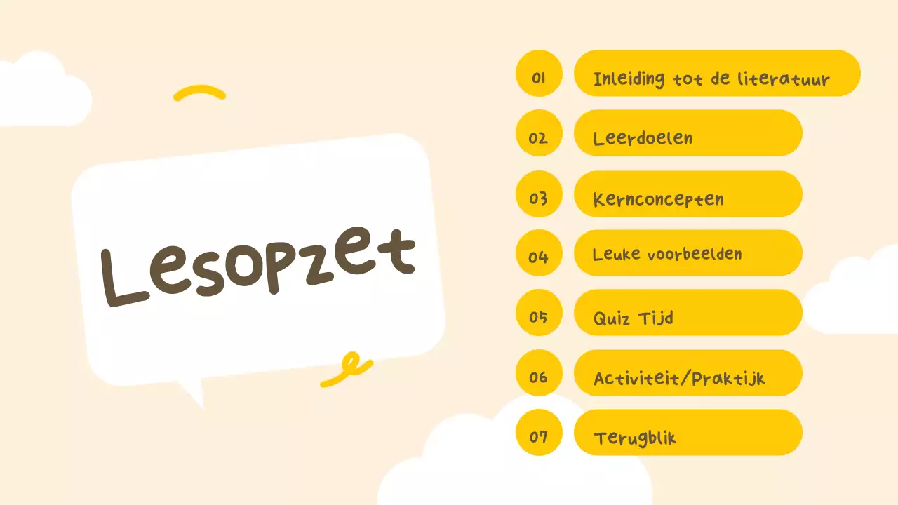 Beige Geel Eenvoudige Literatuurles Presentatie