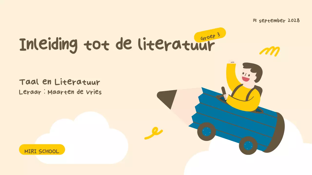 Beige Geel Eenvoudige Literatuurles Presentatie