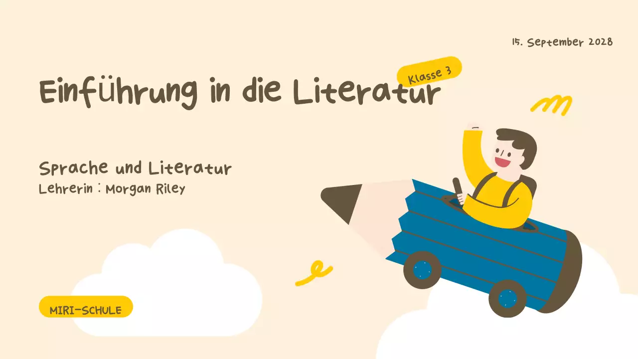 Beige Gelb Einfache Literaturklassenpräsentation