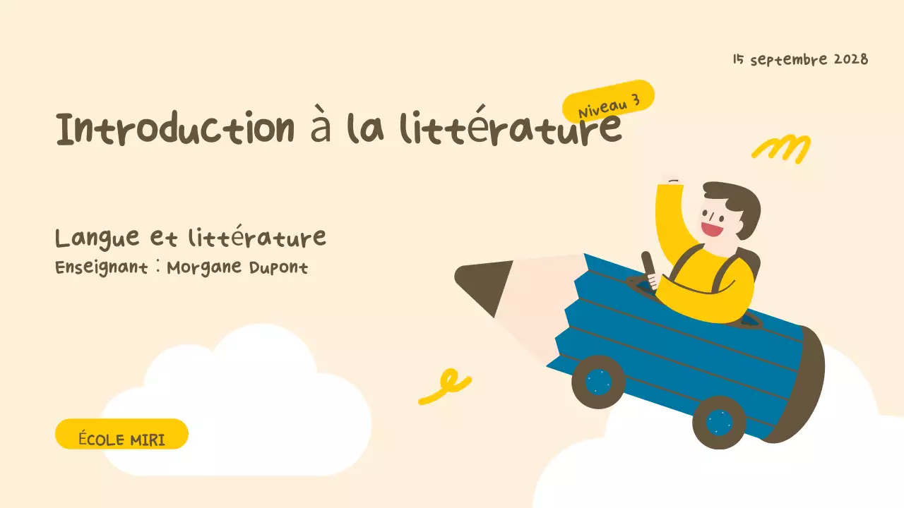 Beige Yellow Simple Literature Class Presentation