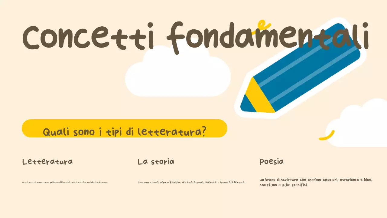 Beige Giallo Letteratura semplice Presentazione in classe