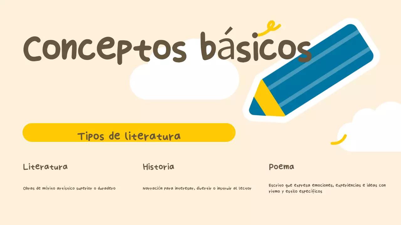 Beige Amarillo Simple Presentación en Clase de Literatura