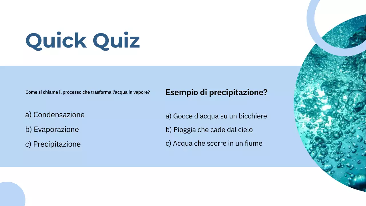Classe blu minima sul ciclo dell'acqua