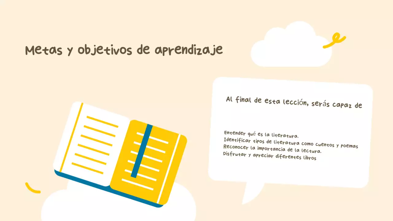 Beige Amarillo Simple Presentación en Clase de Literatura